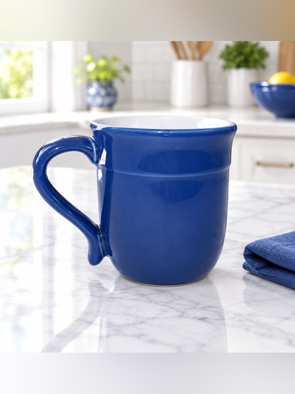 Vintage Emile Henry Ceramics France 87.14 Cobalt Blue 14 oz Coffee or Tea Mug